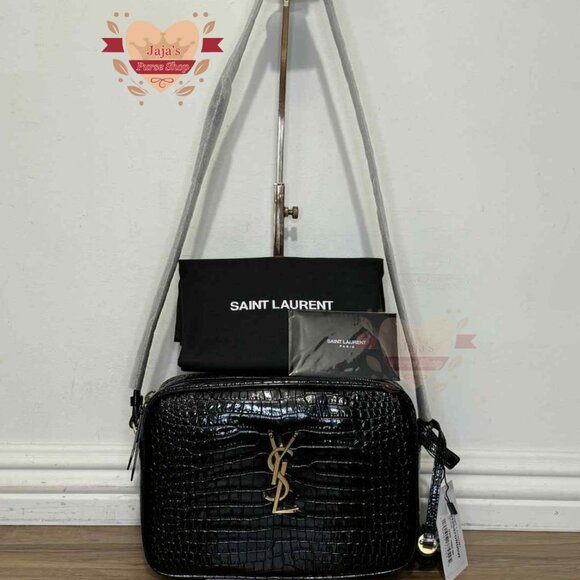 ❤️Saint Laurent Patent Crocodile Embossed Camera Bag❤️ - Picture 1 of 16